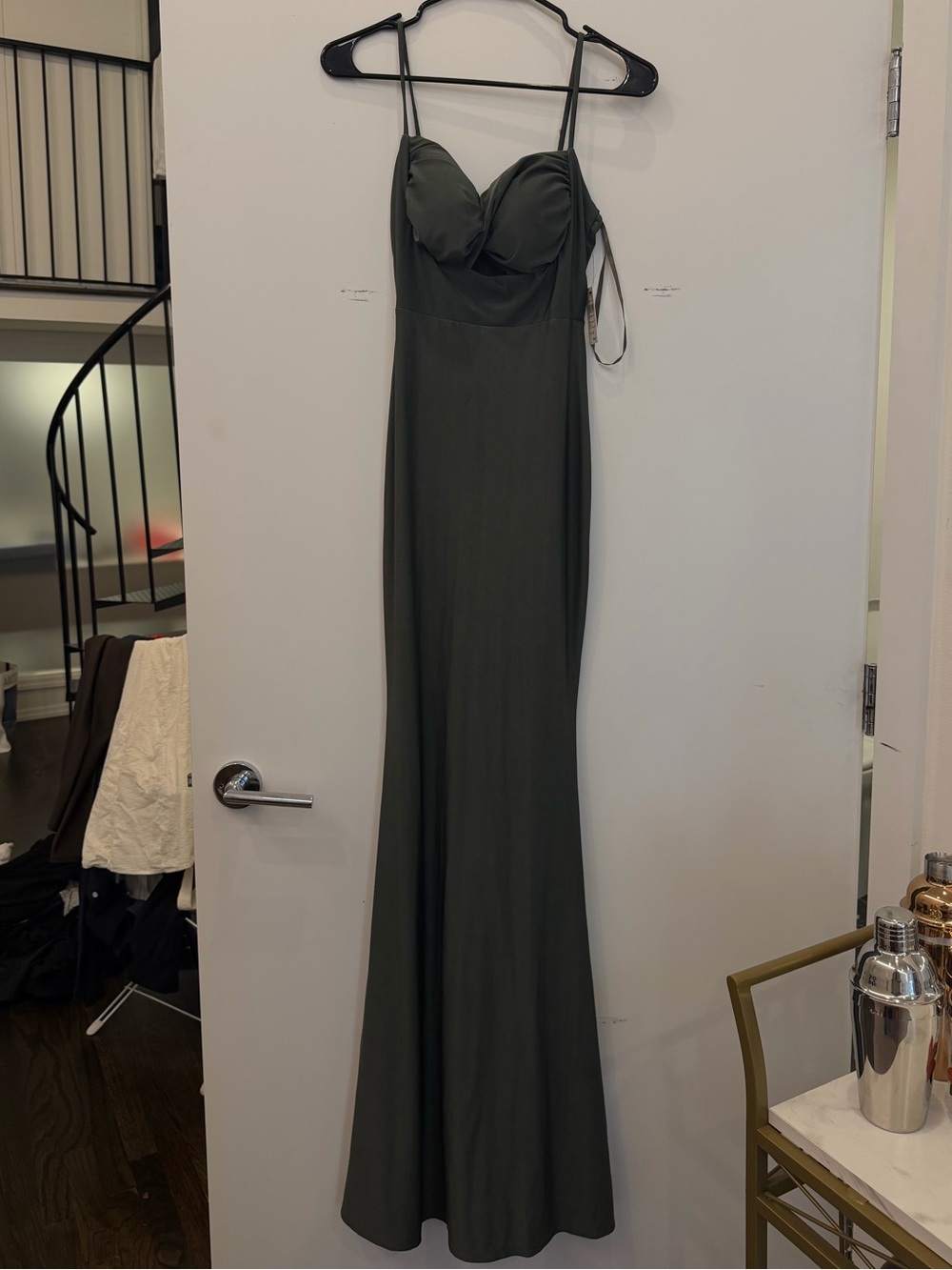 Windsor Olive Green Spaghetti Strap Maxi Dress